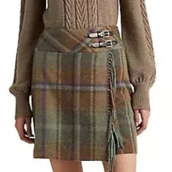 Ralph Lauren Blue Label Dresses & Skirts - NEW Lauren By Ralph Lauren Women’s Size 16 Skirt Brown Wool Blend Wrap Style